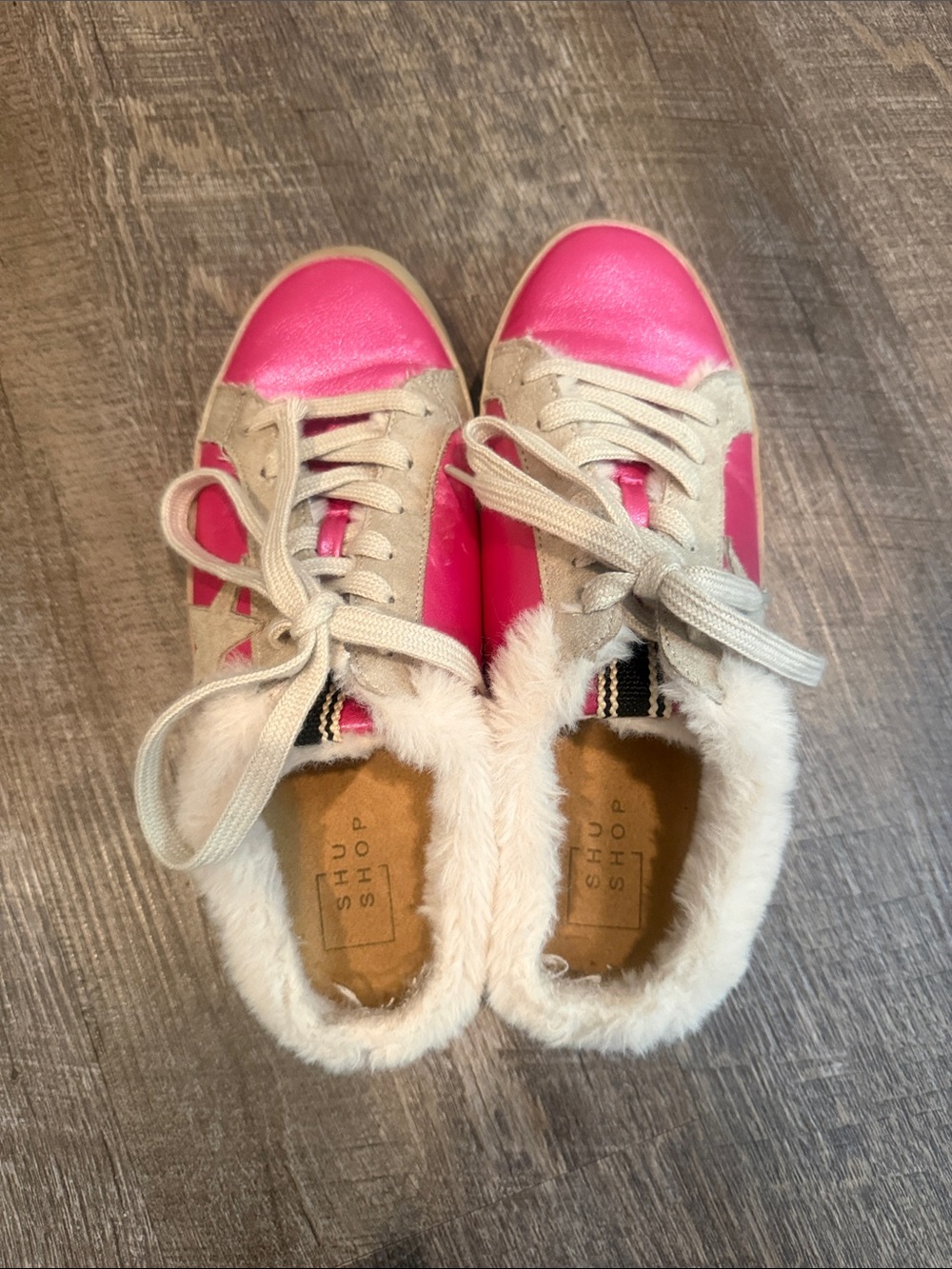 Pink Faux-Fur Lined Sneakers